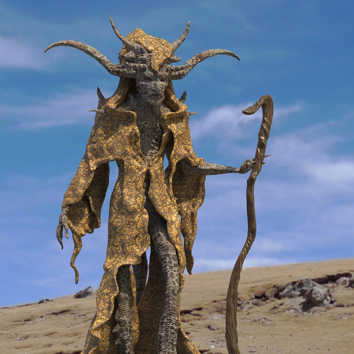 Silhouette of a hiker at sunset