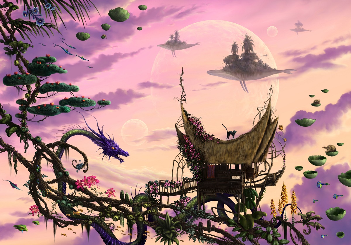 Hiker crossing a rocky stream