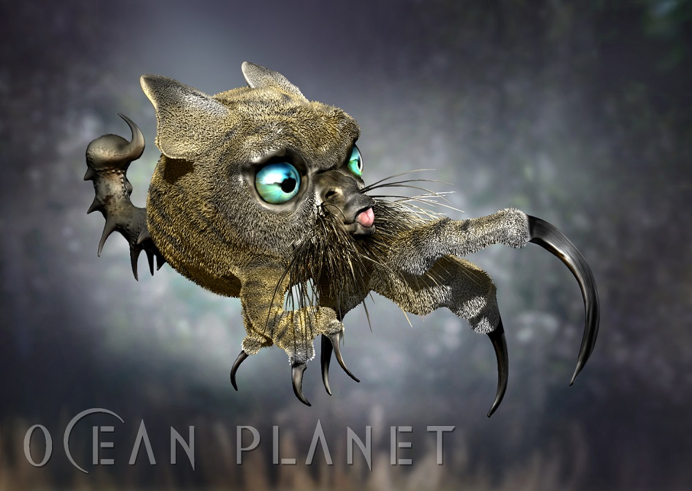 Happy woman hiker in a misty forest